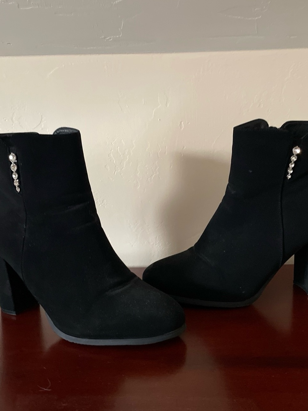 Black Ankle Booties with Decorative jems - Women